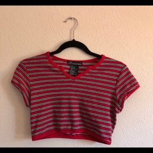 Red striped crop top